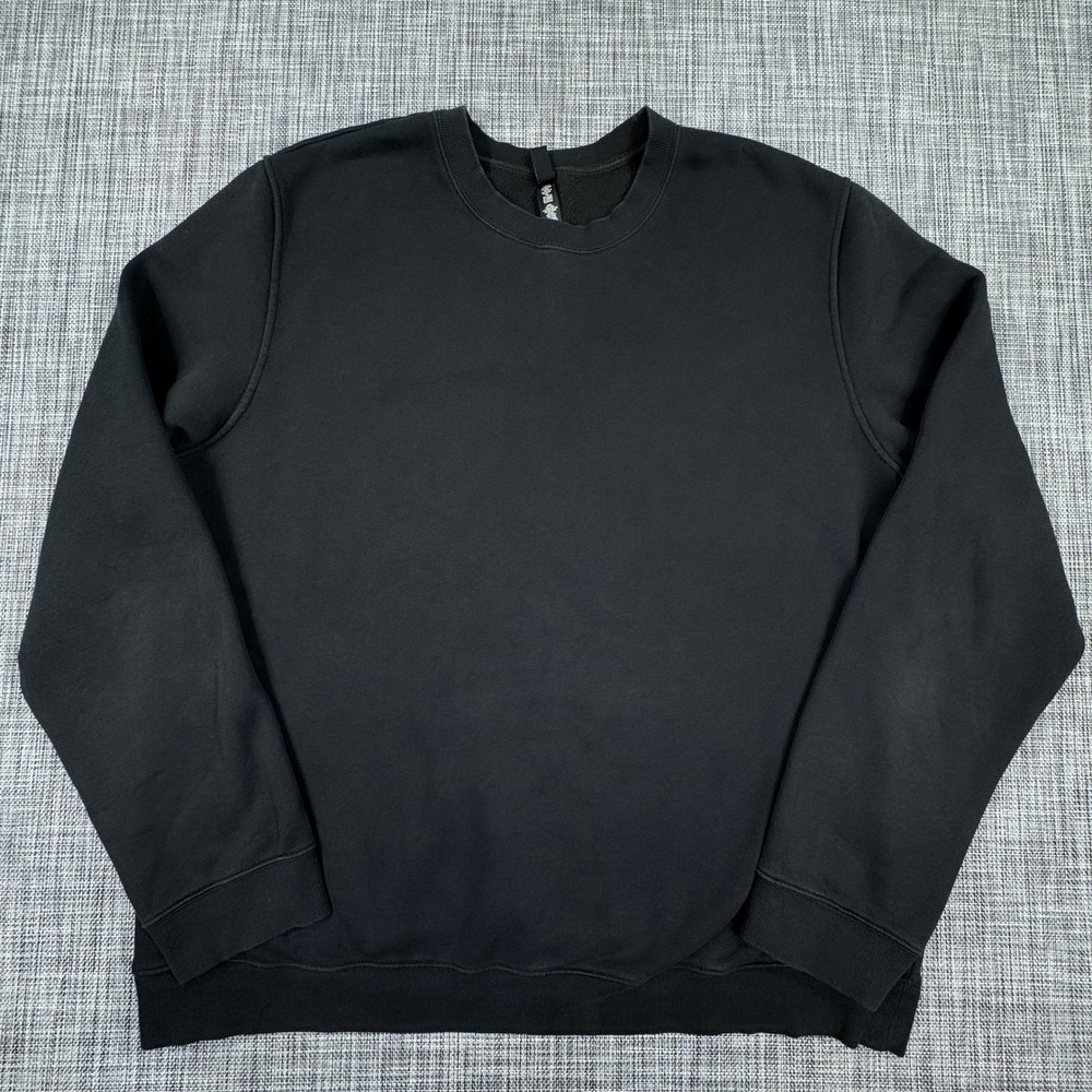 SKIMS Fleece Sweatshirt XL Black Cotton Blend Crewneck Pullover Long Sleeve